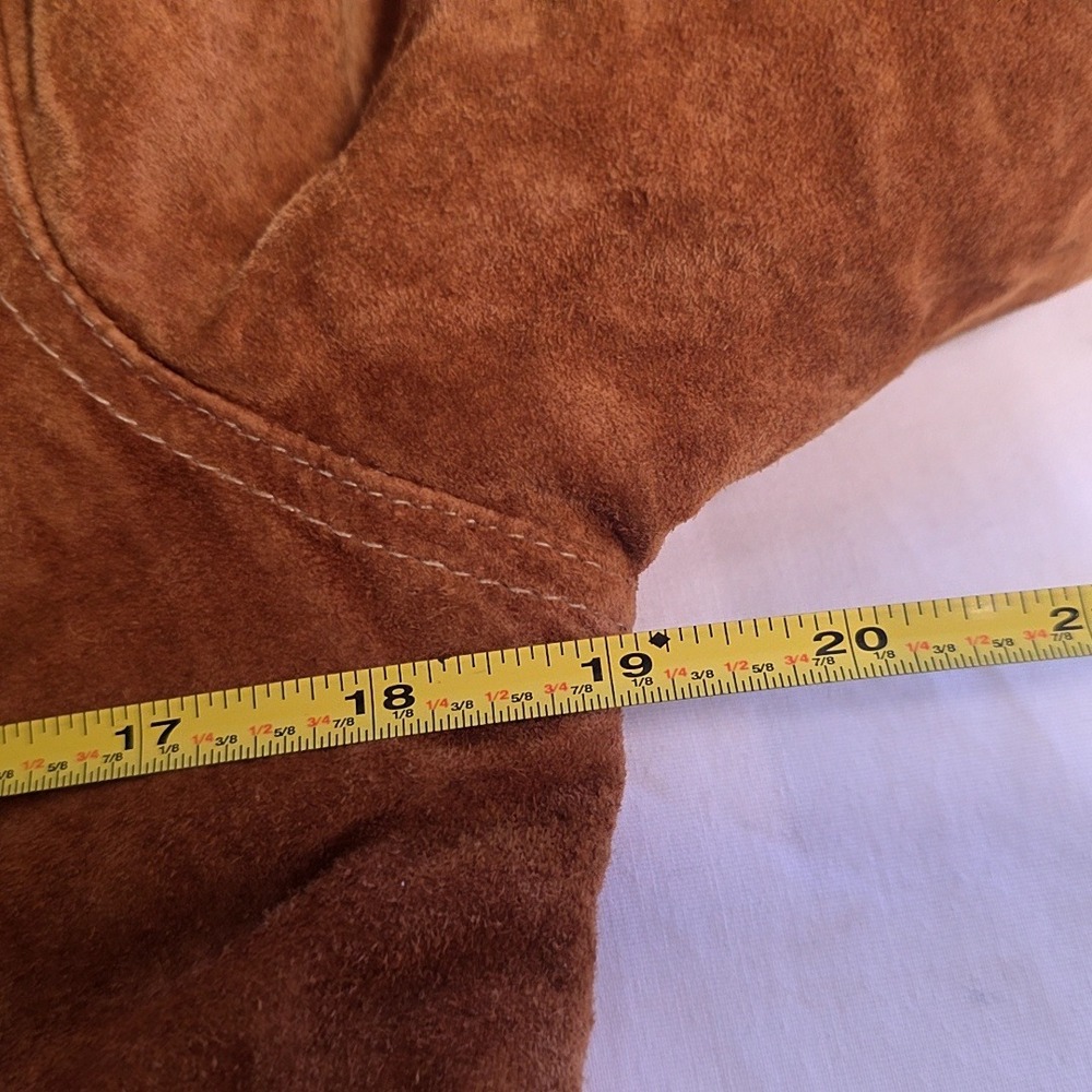Vintage Y2k Bebe Jacket Women M Brown Suede Leather Faux Fur Trim Penny Lane - Picture 6 of 7